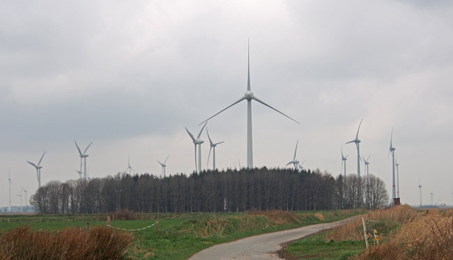 Windpark Utarp/LK Wittmund: Viele Ostfriesne haben es satt, in solchen "Schaufenstern" zu lebeben. Foto (C): Manfred Knake