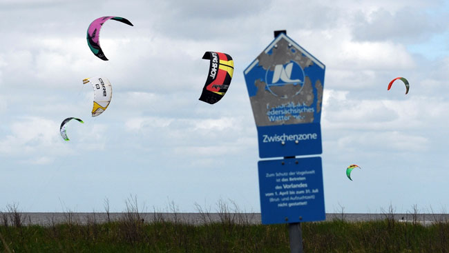 Kitespot Sahlenburg/Cuxhaven, Zwischenzone des Nationalparks Niedersächsisches Wattenmeer, Foto (C): Eilert Voß/Wattenrat Ostfriesland