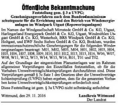Anzeiger für Harlingerland, Wittmund, 29. Nov. 2016